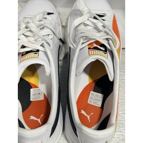 PUMA Clyde Men’s Sneakers Size 11.5 White Orange Yellow 382989-01 New No Box Lid main image 9